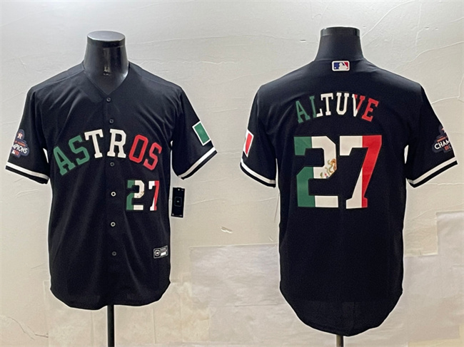 Men's Houston Astros ACTIVE PLAYER Custom Black Mexico With World Serise Champions Patch Cool Base Stitched Baseball Jersey Men's Houston Astros ACTIVE PLAYER Custom Black Mexico With World Serise Champions Patch Cool Base Stitched Baseball Jersey